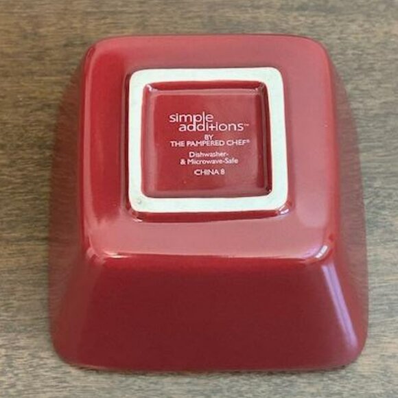 PAMPERED CHEF SIMPLE ADDITIONS SMALL SQUARE DIP SERVING BOWL & PLATE SET PAPRIKA - Picture 4 of 7